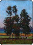 pastel painting, trees, 